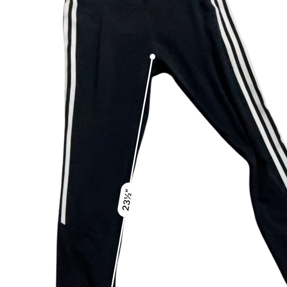 Adidas activewear yoga sports leggings black striped pocket wide waist Women M - Picture 15 of 15